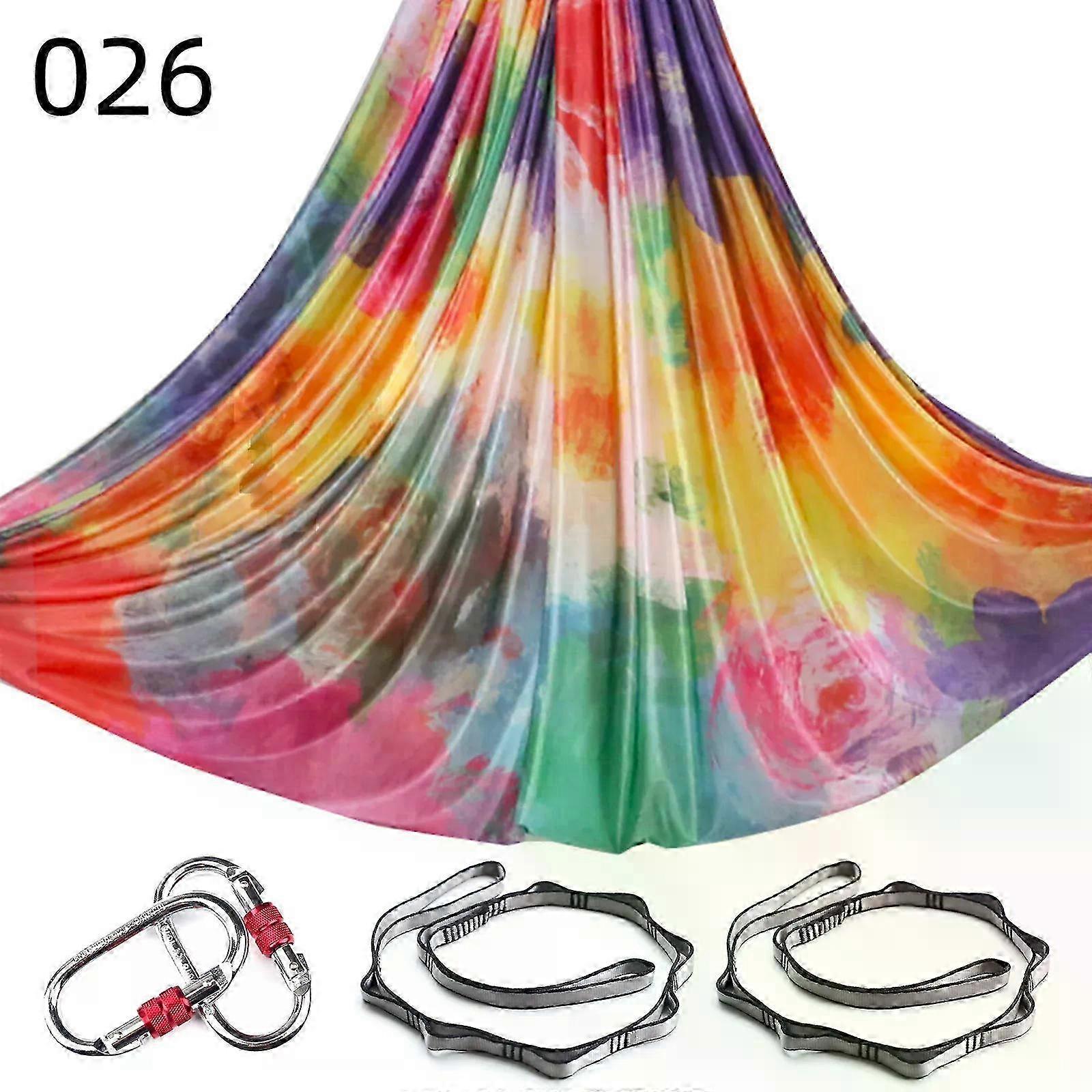 סט ערסל יוגה אווירי בסגנון שיפוע חדש 2024 - חגורת מתיחה כושר משי אווירי 6 מטר לסטודיו מקורה