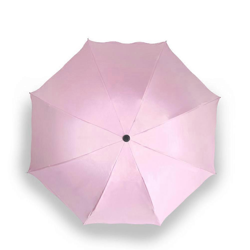 Compact Foldable UV Resistant Umbrella with Lotus Leaf Brim, Ribs Flower Pattern, Pink Design for Travel and Daily Use