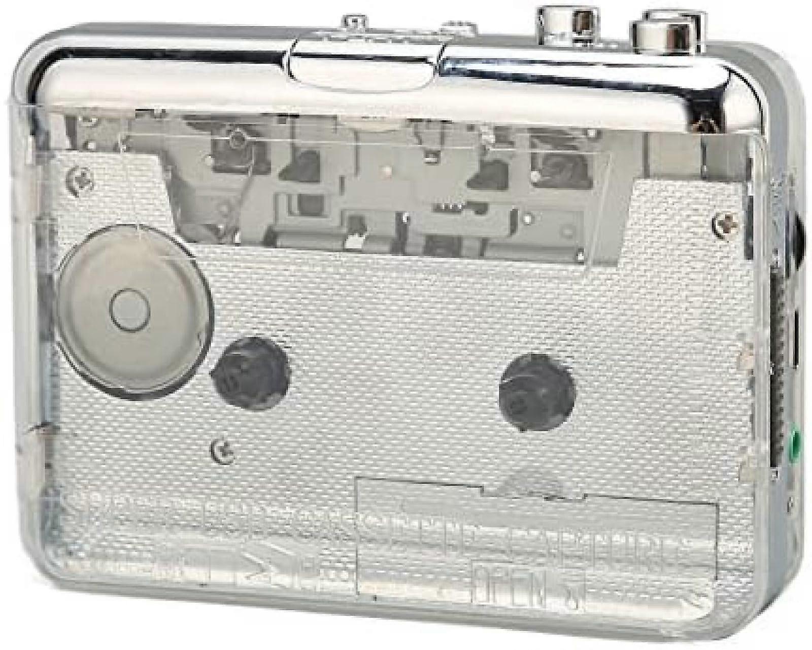 Portable Tape Recorder Clear Stereo Sound Auto Rewind With You Button Vintage Clear ABS Case 3.5mm Headphone Jack