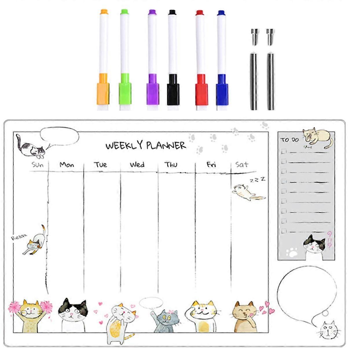 Acrylic Memo Board 1Set Wipeable Clear Writing Board For Weekly Planning Office/School Push Pins Whiteboard Marker