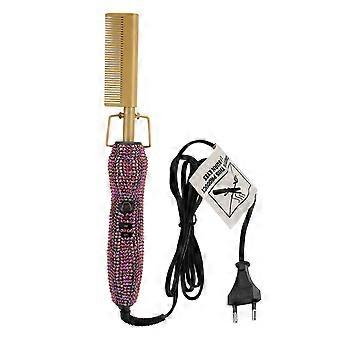 Peigne chaud électrique cheveux raide double usage même conduction thermique brillant peigne à boucler électrique pour salon de coiffure à domicile prise UE 220VYMMR)