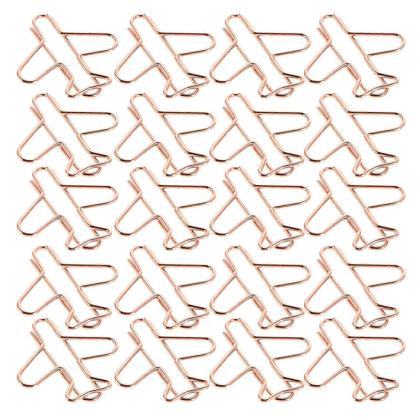 20PCS Airplane Shaped Metal Paper Clips, Cute Desk Accessories for Crafts, Travel, School, Organization, Stylish Portable Page Markers, Rose Gold