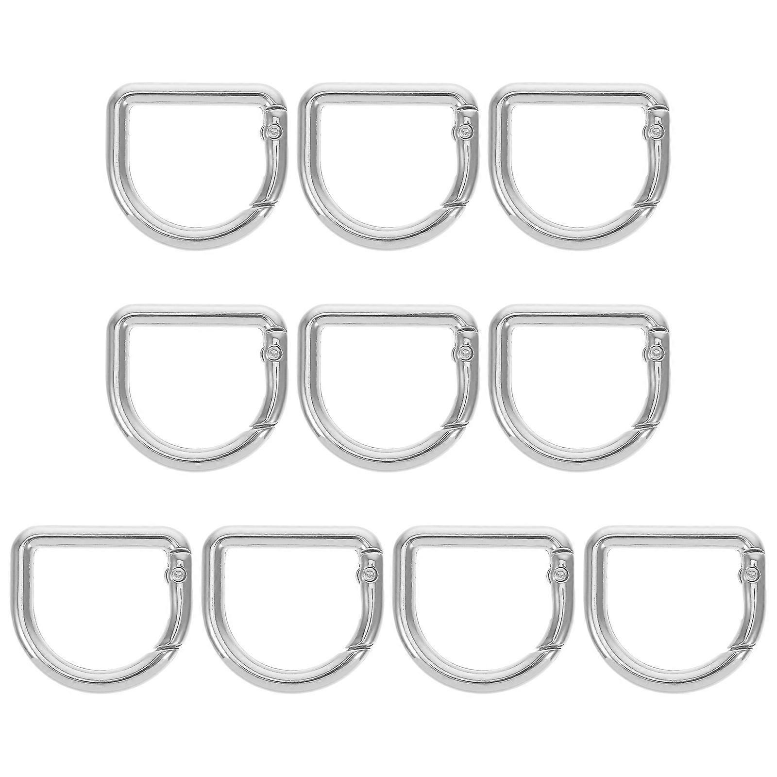 10pcs D Buckle Semicircle Spring Snap Clips Trigger Spring Handbag Keyring Buckle for Keyrings Bags Purses Keychains