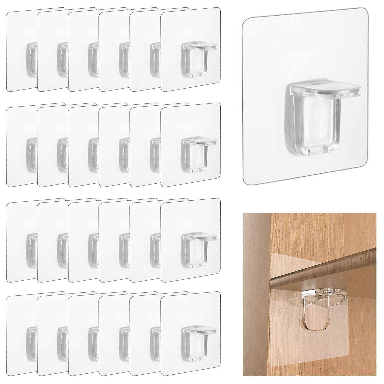 Pack of 24 Shelf Brackets, SelfAdhesive, Transparent, No Drilling, Shelf Holder YGBT15
