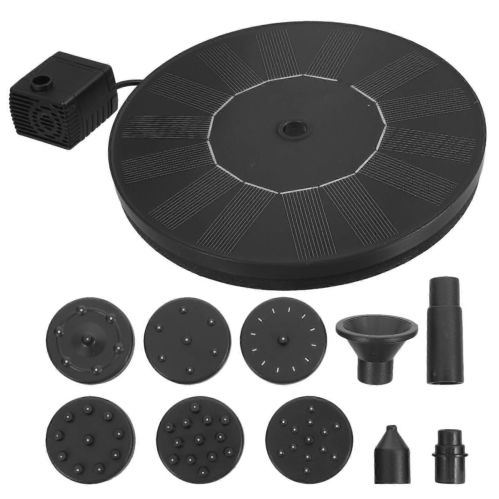 Water Fountain Solar Powered Floating Design For Pond Garden Round Shape Plastic 1 Set