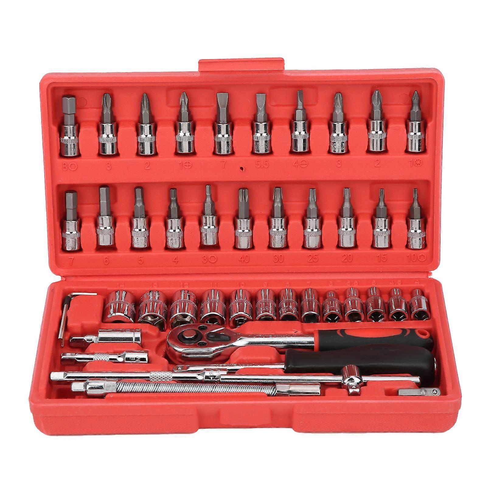 Chrome vanadium steel socket set 1/4in drive for automotive tools