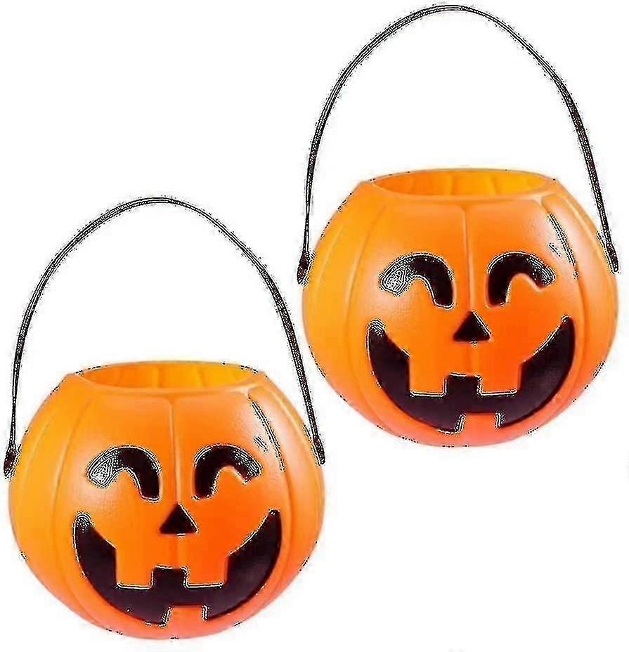 5pcs Halloween Pumpkin Candy Bucket Portable Pumpkin Bucket Trickorange