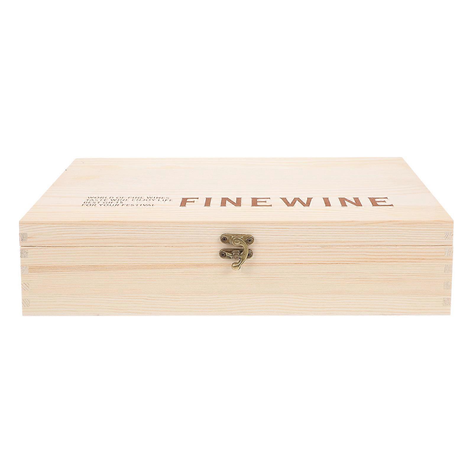 Wooden Box with Nylon Handle for Storage Light Yellow Double Box 12.5x7.8x5.9 Inches