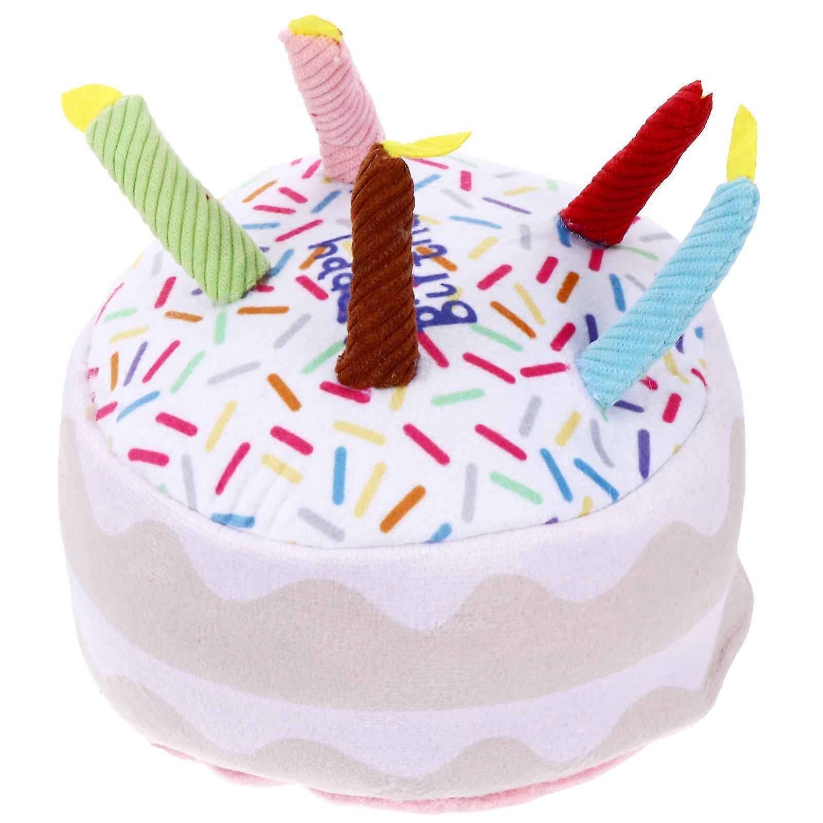 Birthday Cake Toy Assorted Color Plush Interactive Training Aid for Pet