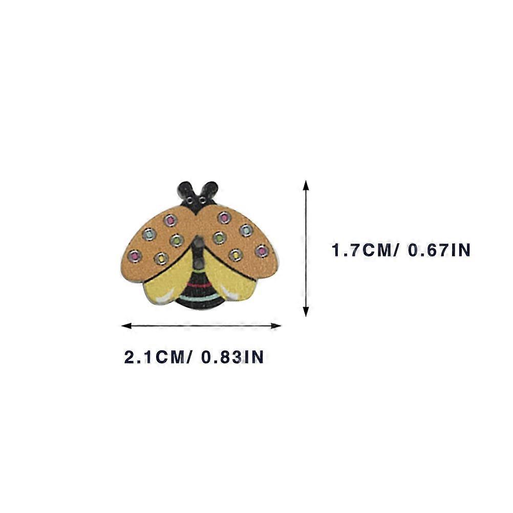 Scrapbooking Bottons Diy Wooden Creative Colored Ladybird Pattern For Sewing Handmade Projects Assorted Color Round Shape Cartoon Style 50Pcs
