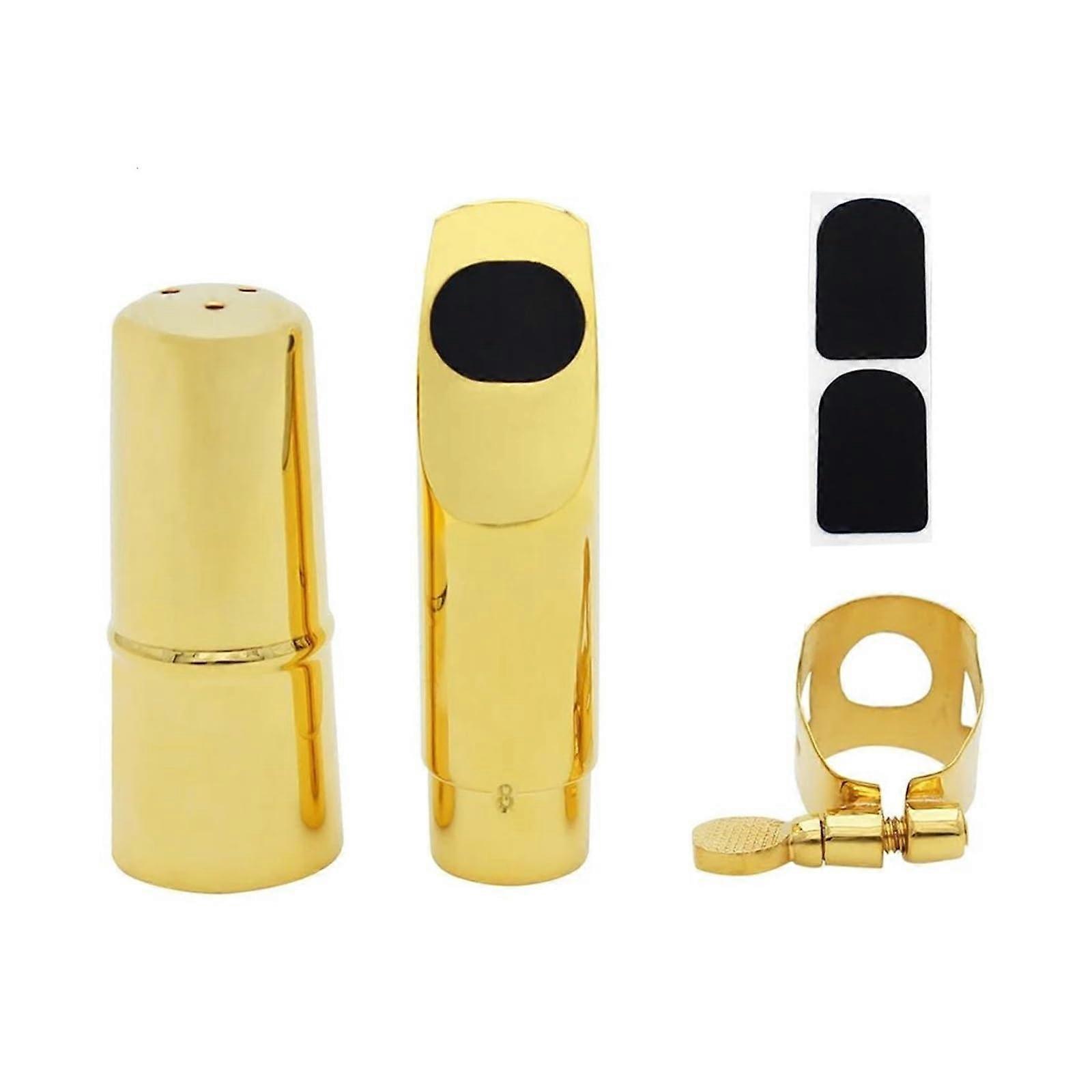 Accessories Beginner Saxophone Saxophone Metal Flute Head with Cap and Clip Set for Soprano Saxophone, Woodwind Instrument Accessories
