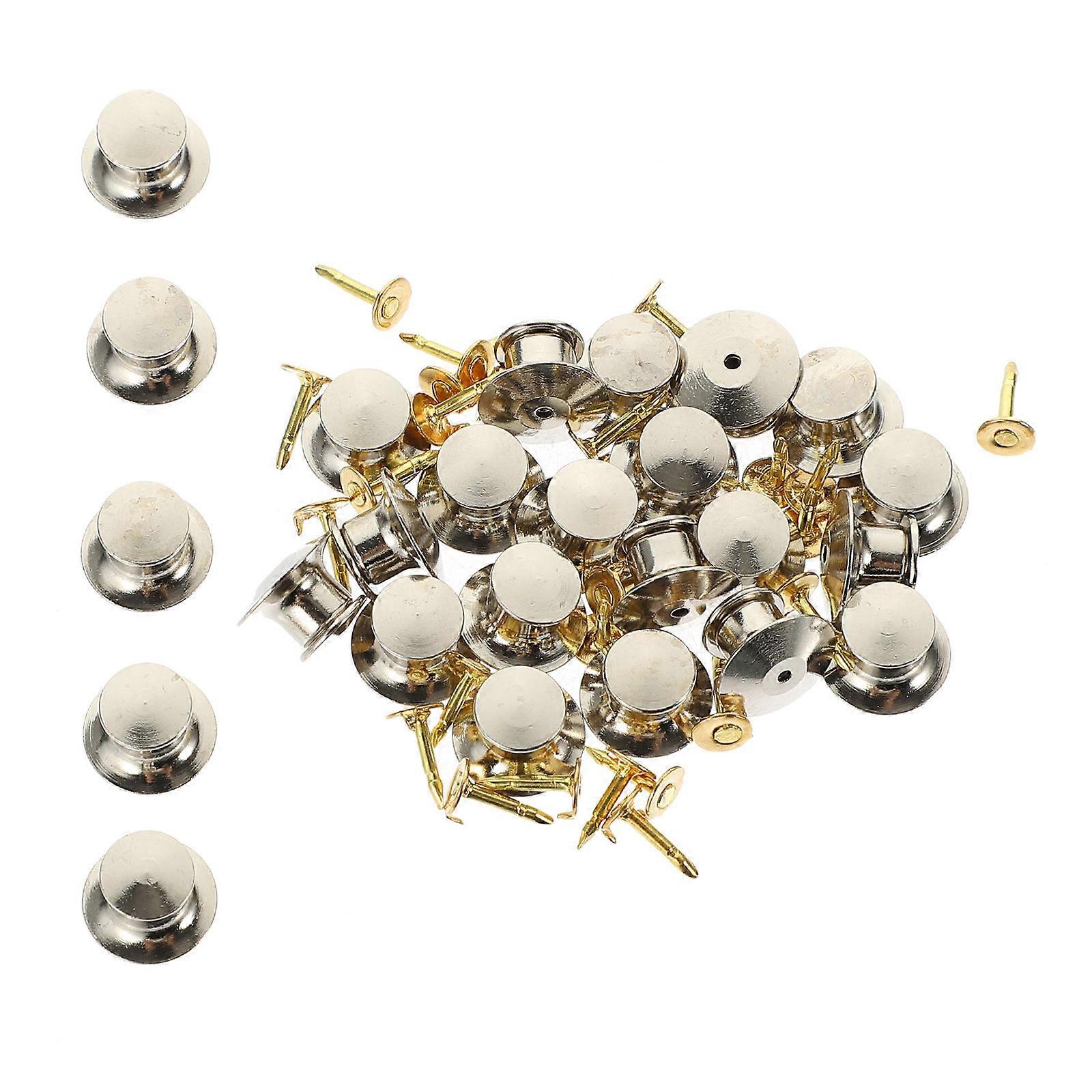 25pcs Metal Flat Locking Pin Backs for Brooches & Badges – Durable Clasp, Secure Design, Easy to Use for Crafting & Accessories