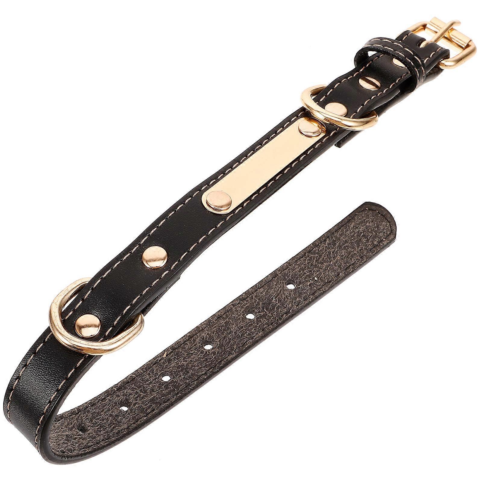 Pu Pet Collar Adjustable Puppy Collar Punk Style with Blank Pet Tag for DIY