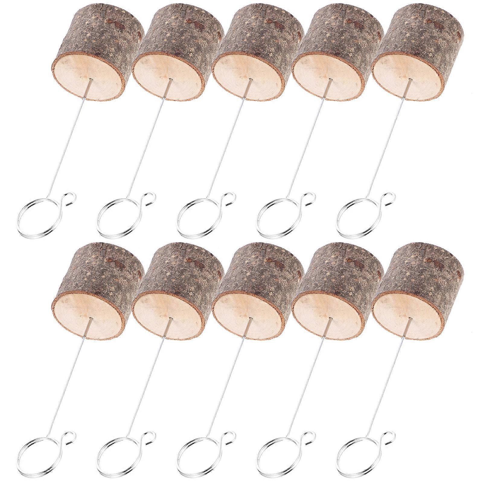 Wooden Base Memo Clips with Iron for Decor Multi Color Picture Holders for Tables 10pcs