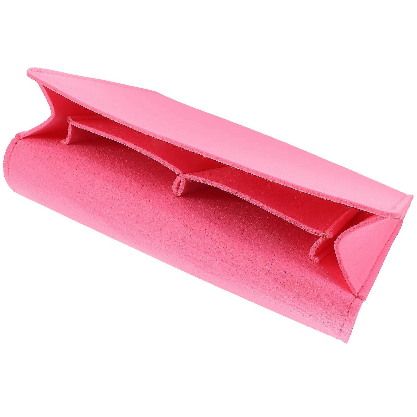 Bedside Table Accessories Bedside Organizer Organization Pink Rectangular Shape Felt Material Storage Organizer 1Pack