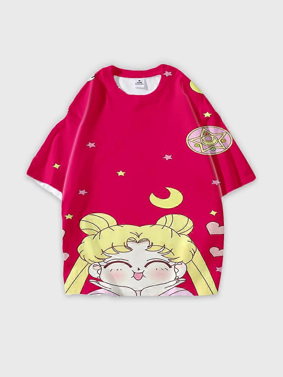 T-shirt round neck Role Pattern loose short sleeve D3438