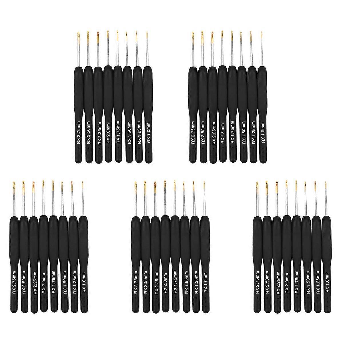 40Pcs Black Knitting Needles Plastic Handle Crochet Hooks for Knit DIY Craft Tool Weaving Kit Braid