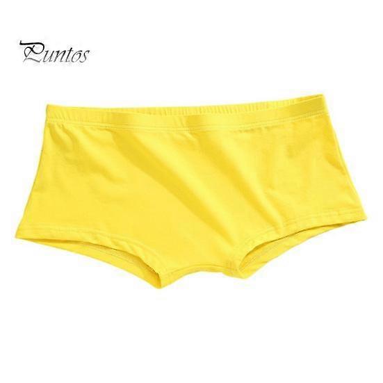 Men Boxer Underwear Solid Color Breathable Elastic Boxer Briefs U-Convex Flat-Angle Design Panties Home Wear