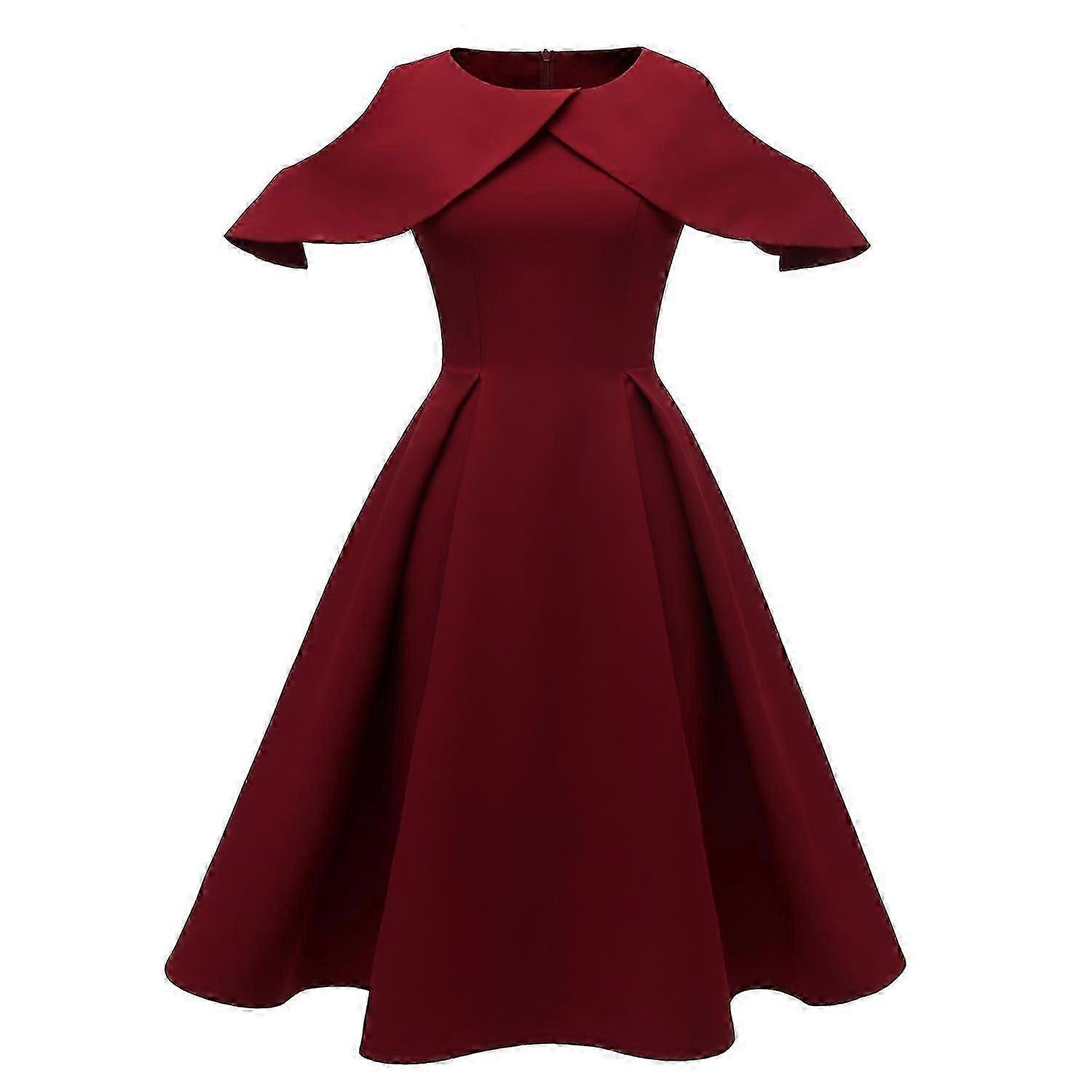 Pentru femei Anii '50 Epocă Pelerină Rochie Leagăn Midi Linie A Umăr Rece Pin-up Sateen Elegant Ținută Invitat la Nuntă S-2XL