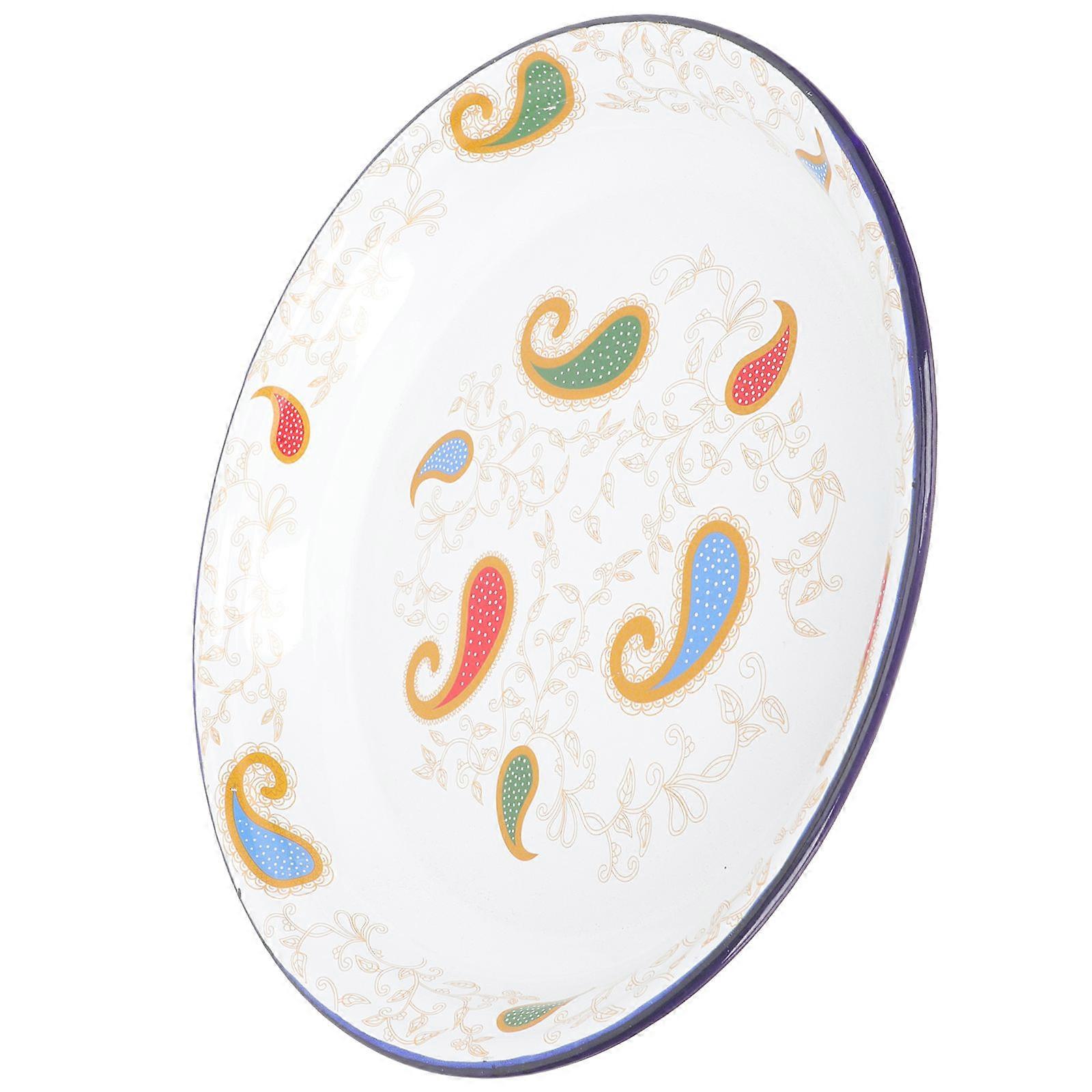 Enamel Dinnerware Round Serving Plate Household Item Multi 1Set