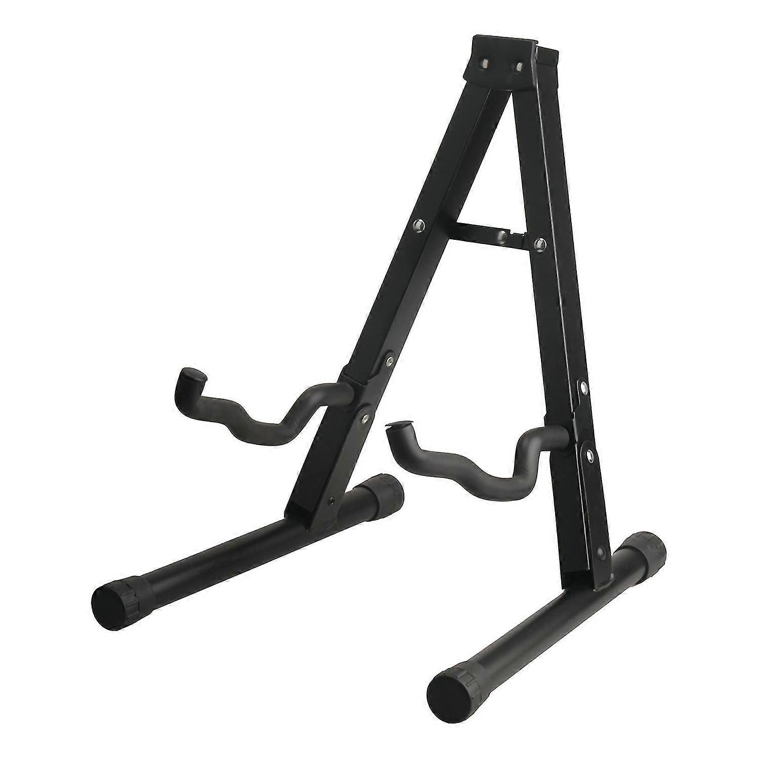 Black Iron Guitar Stand - Unique Folding Design, Stable A-Frame Holder for Bass Display