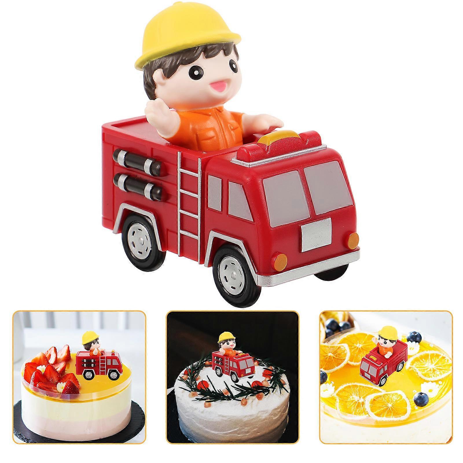 Fire Fighting Truck and Boy Shaped Cake Ornament 1 Set Creative Cake Adornment