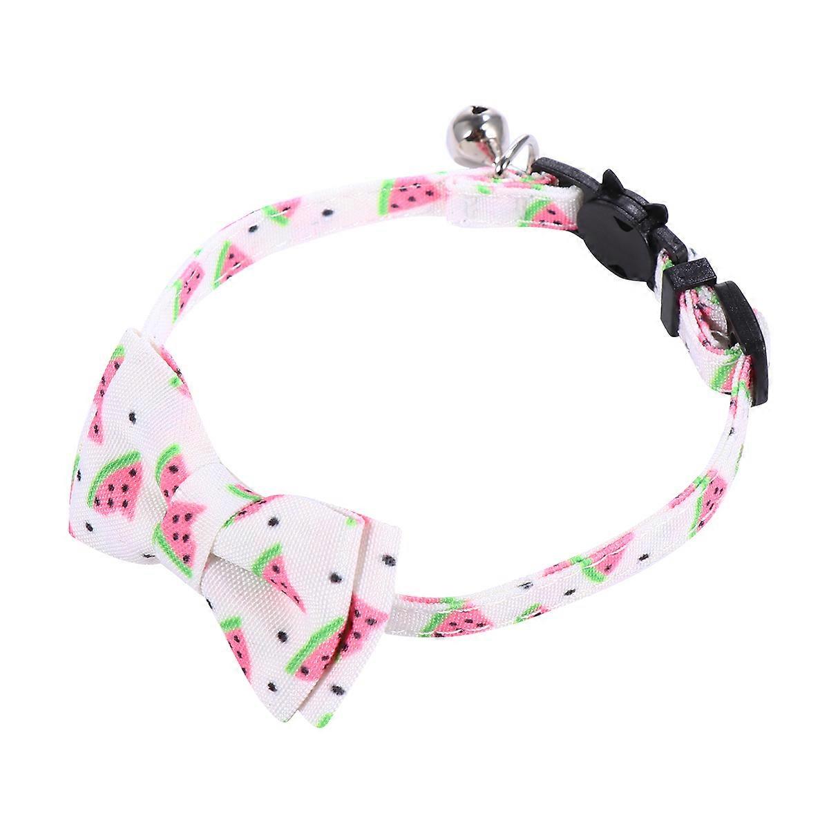 Pink Adjustable Cat Collar with Bell Made of Comfortable Cloth for Pet Use 0.63 Inches Wide