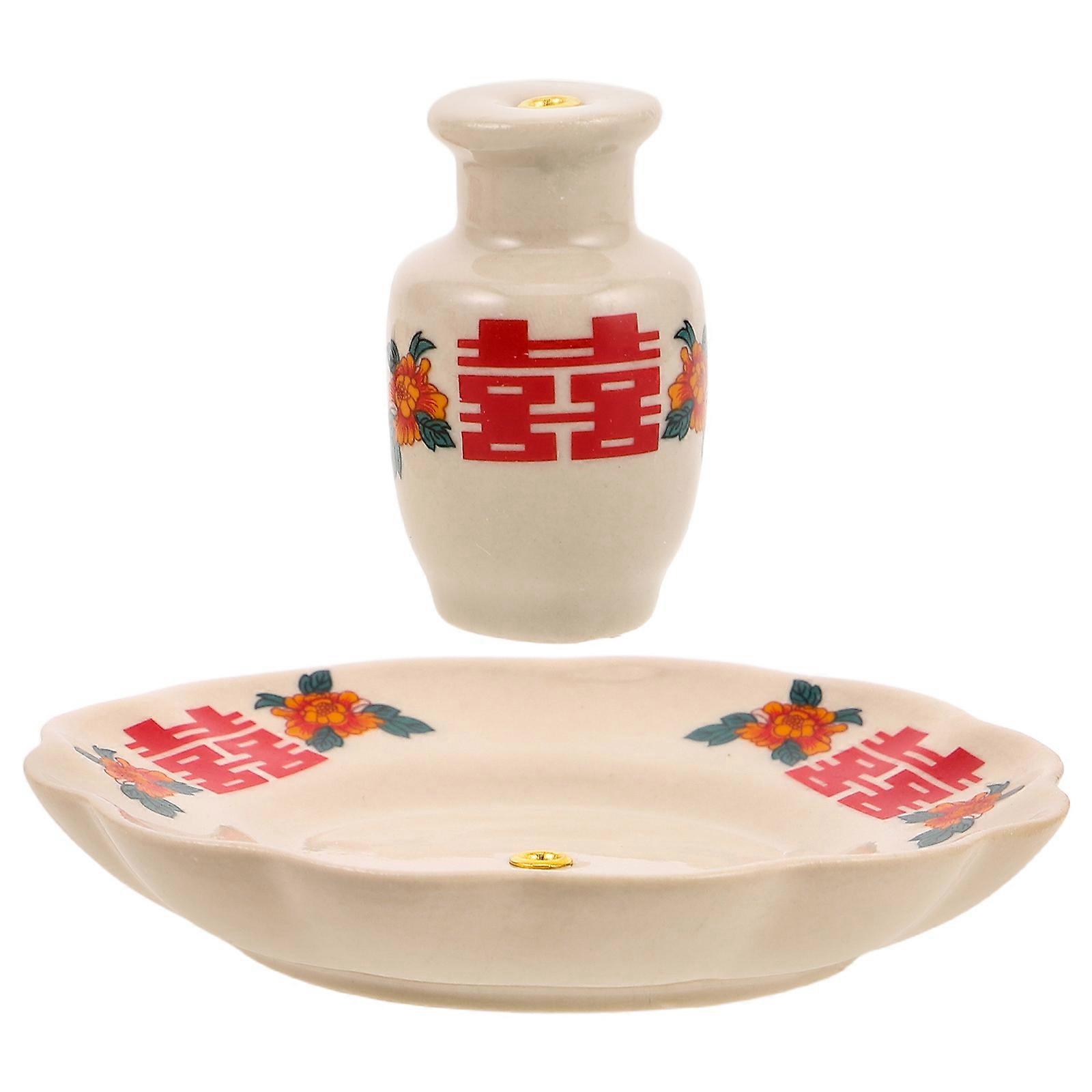 Red Ceramic Incense Holder for Decoration Vintage Style