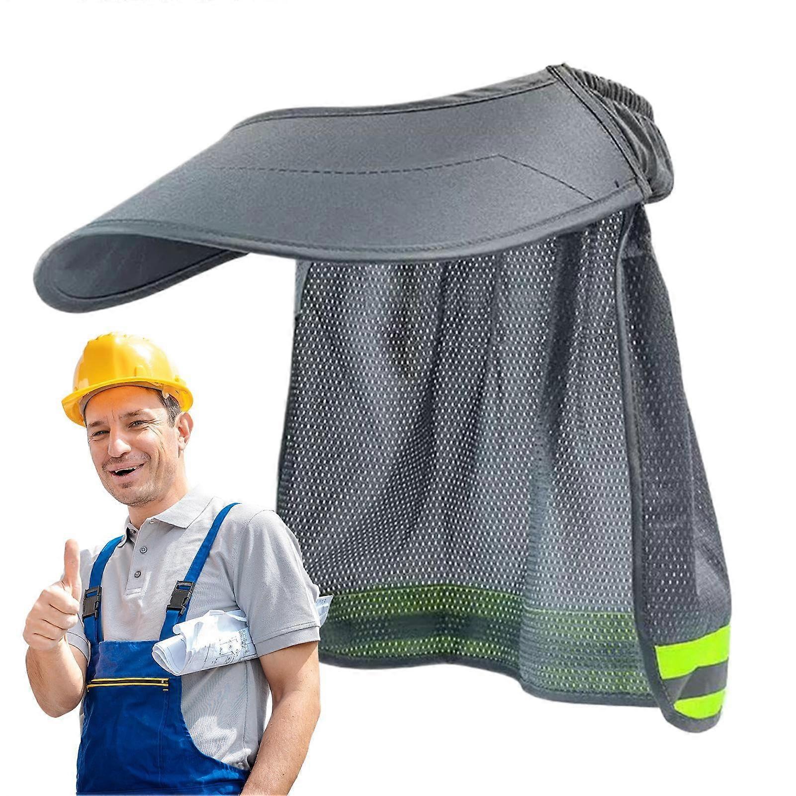 Helmet with Sun Protection and Mesh Neck Cover, Breathable Helmet Extension with Reflective Safety Stripe, Gray