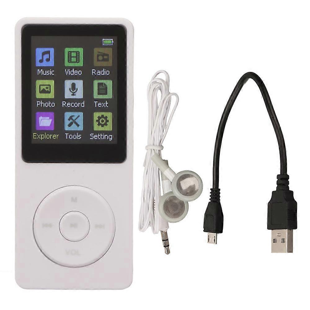 Digital Music Player with 1.8 Inch LCD Screen, Supports Memory Card, Ultra Thin MP3 MP4 Player in White with Accessories