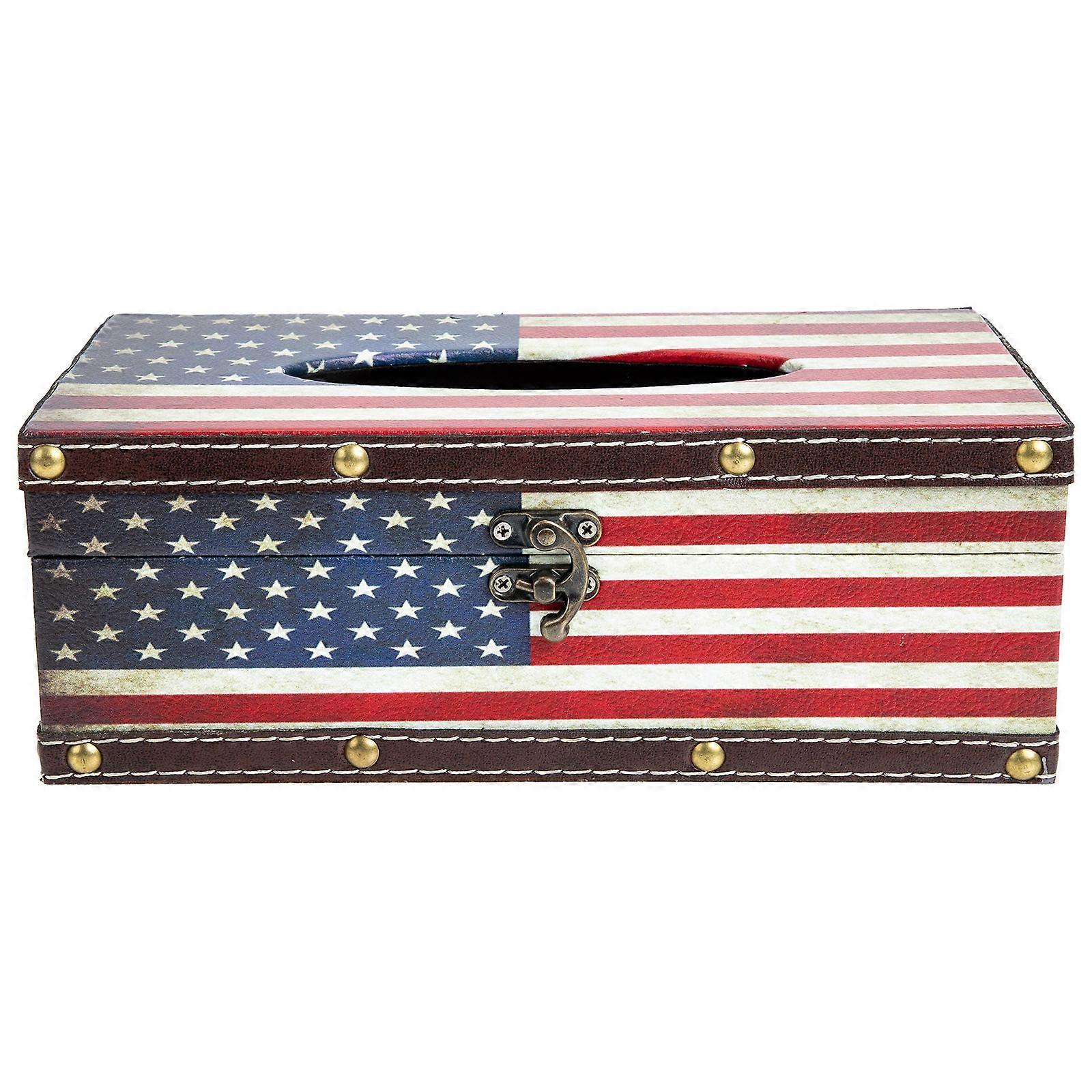 Red Plastic Wooden Tissue Container Stylish Desktop Tissue Holder for Storage Use 8.5 x 4.5 x 4.5 Inches