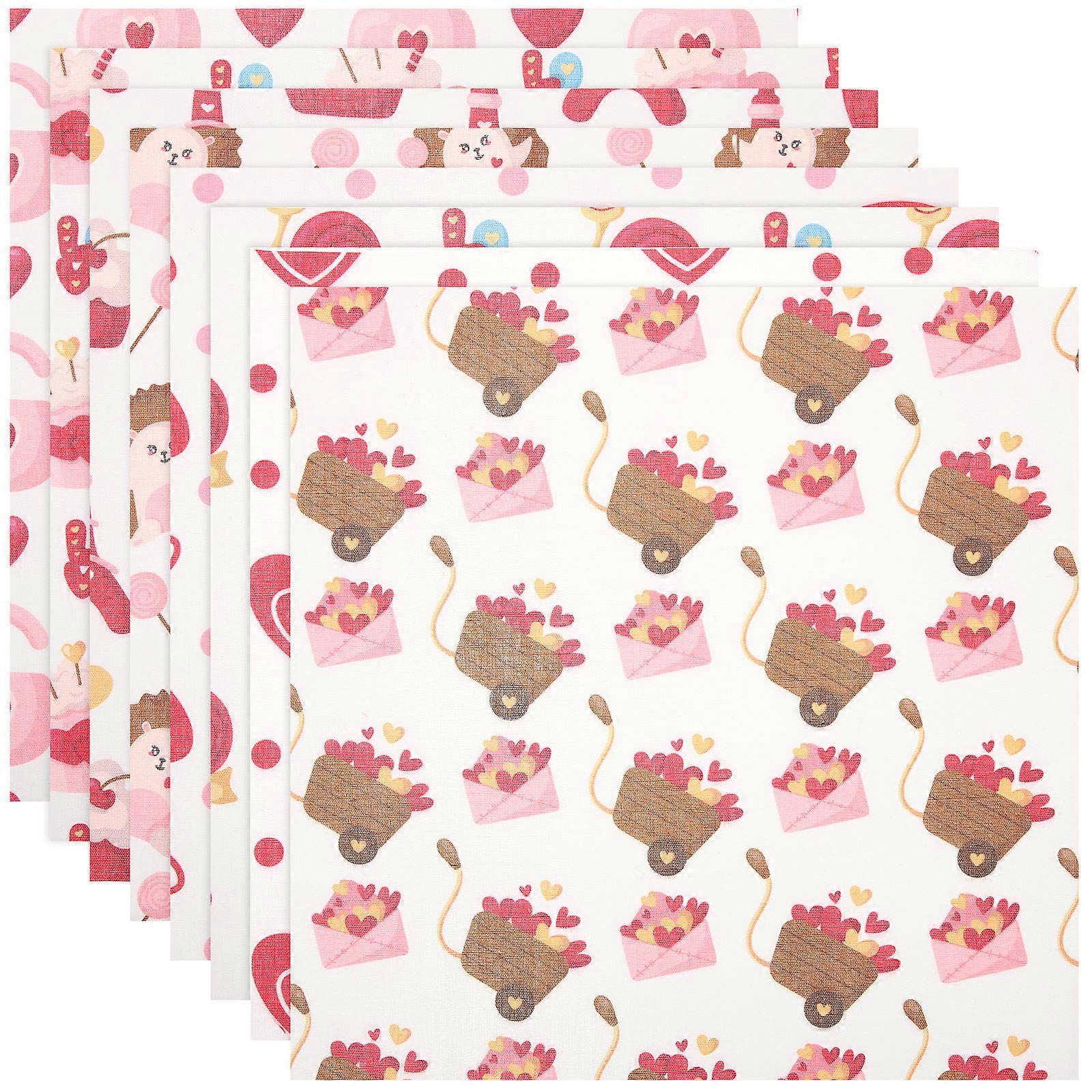 Valentine's Day Patchwork Fabric 8Pcs Craft Sheets For DIY Handmade Projects In Multi Color Suitable For Sewing And Quilting