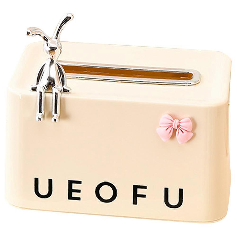 Luxury Napkin Box with Bunny Design for Everyday Use PET Material Beige Color