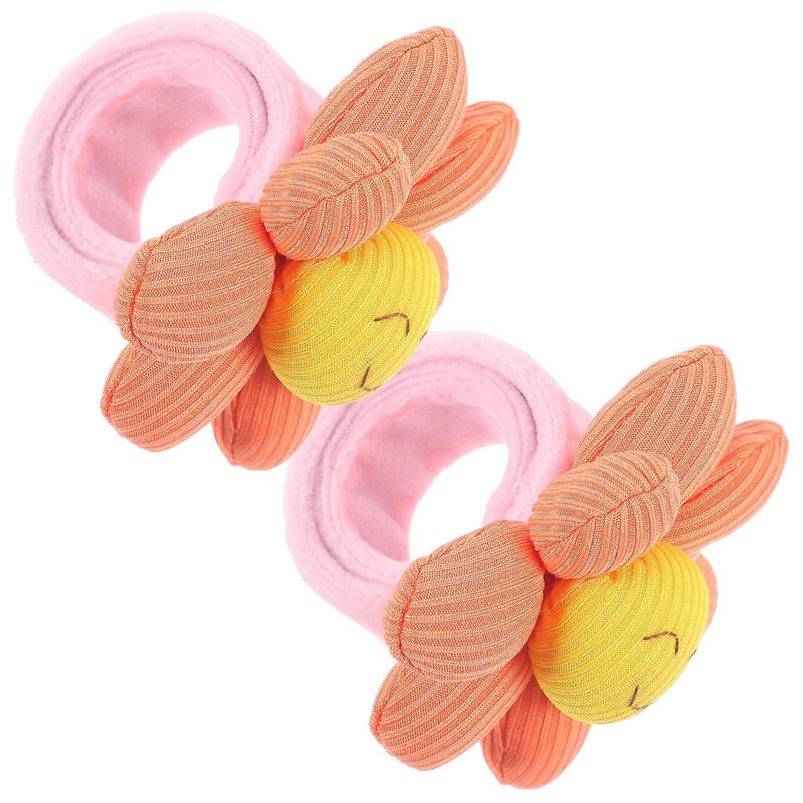 MLINS 2pcs Plush Flower Slap Bracelet Decorative Cartoon Snap Strap Wristband