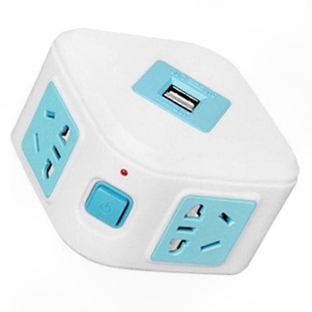 Multi-Function Power Strip with USB Ports, 5-Outlets Adapter, Blue US Plug