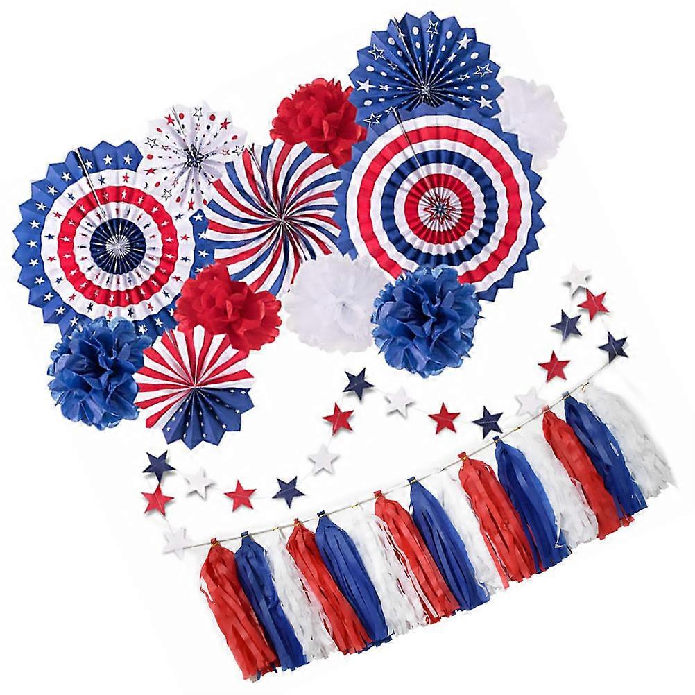 Colorful Paper Fan and Flag Set 28pcs Party Supplies for Decorations Multi