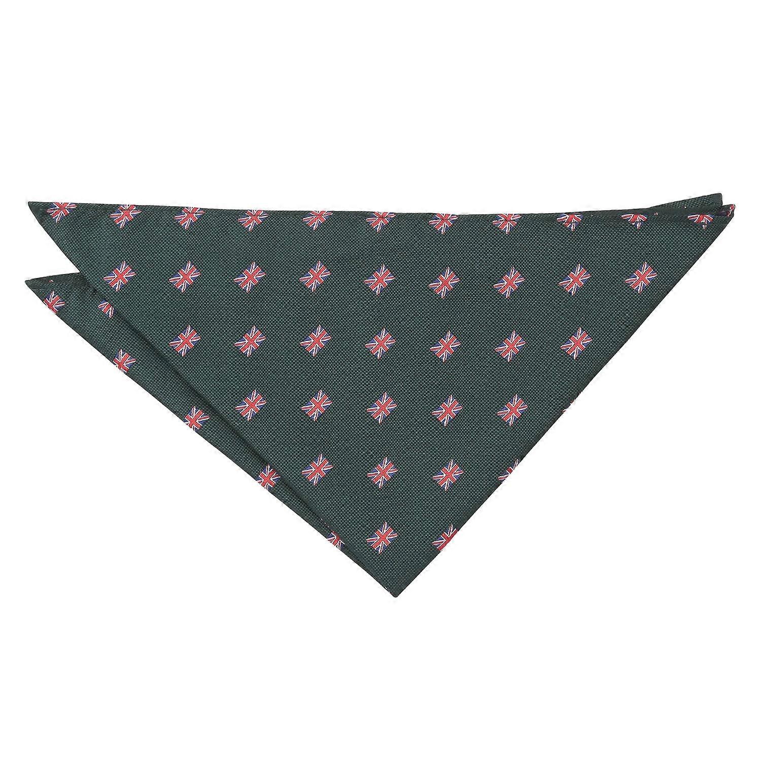 Emerald Green British Union Jack Flag Embroidered Pocket Square