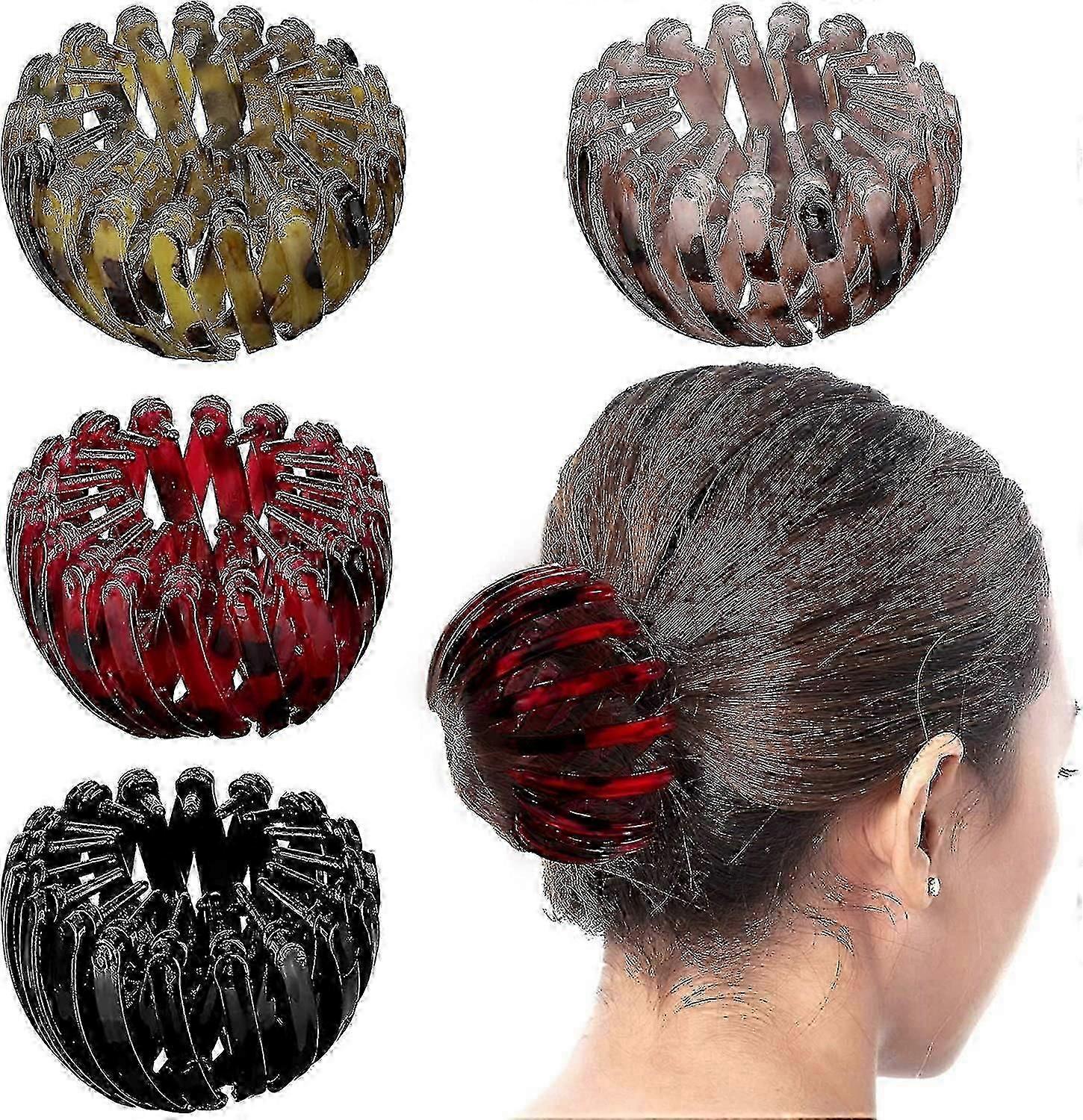 4 Pcs Vintage Geometric Hair Loops Expandable Clip Bird Nest Shaped Hair Tool