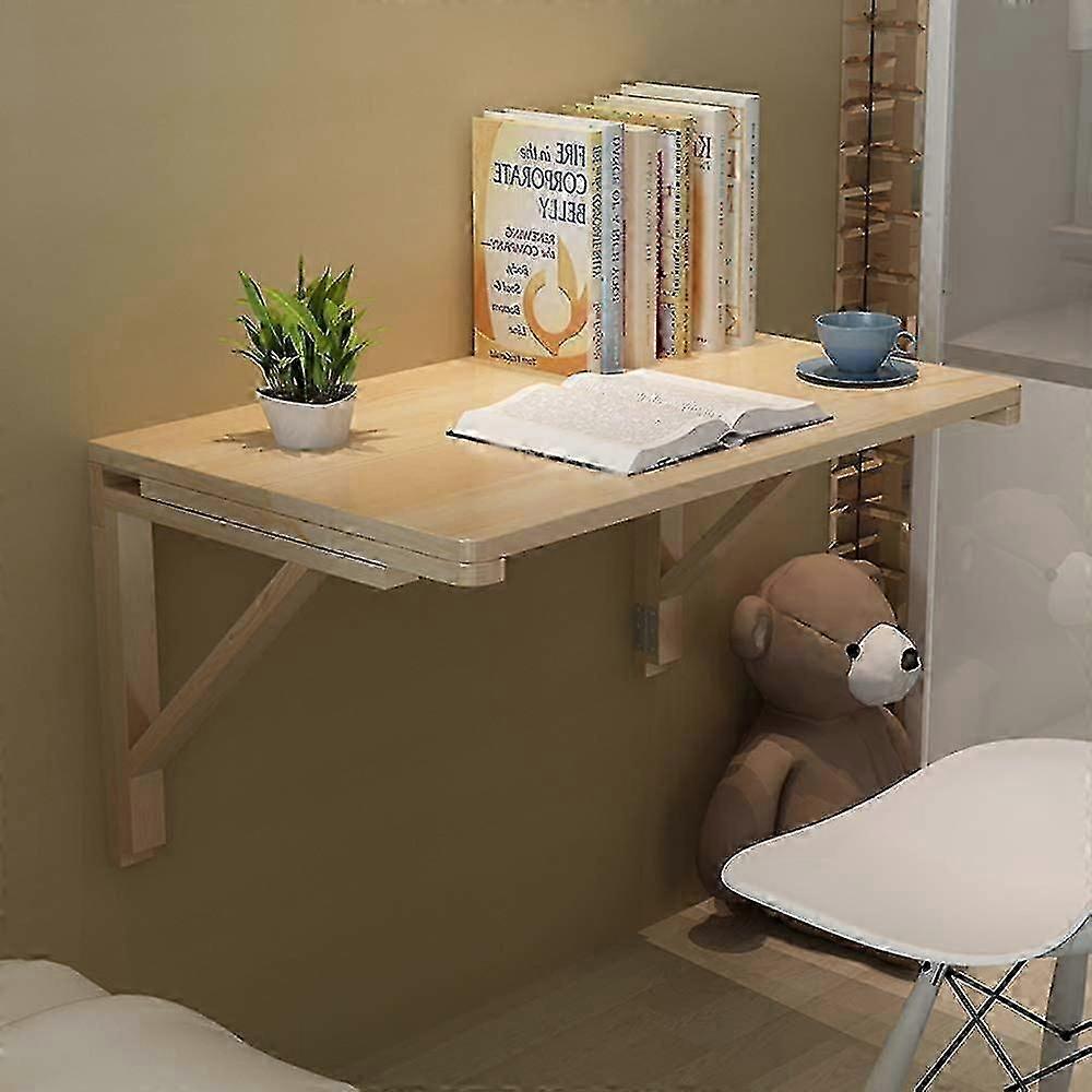 Compact 60x40cm Wooden Folding Wall Table - Space-Saving UK Home Solution