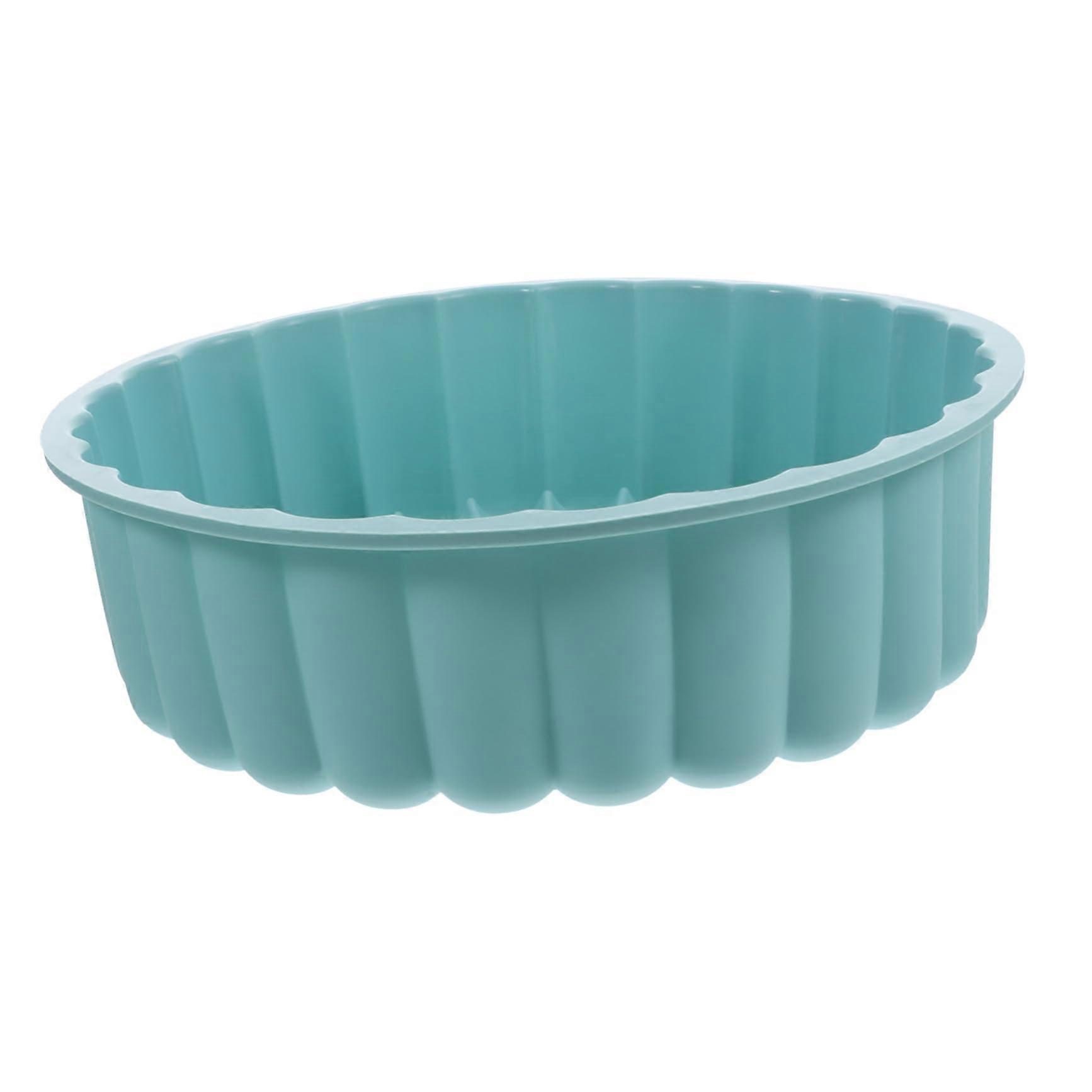 Silicone Cake Mold Round Baking Pan for Oven Microwave Reusable Dessert Bakeware Sky Blue