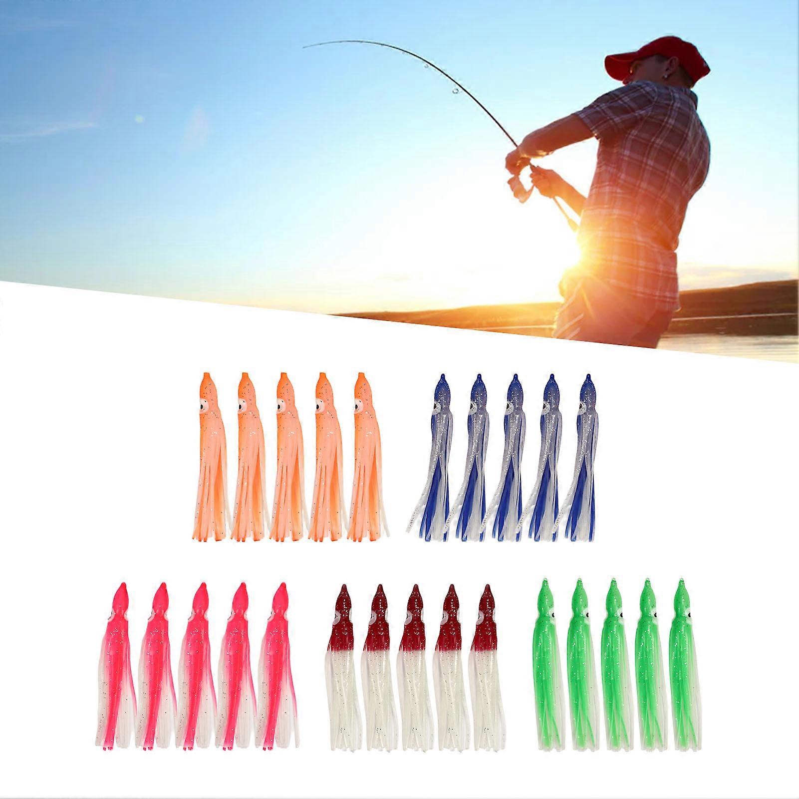 25pcs Angelköder Vivid Design Silikon Material Bissfest Leuchten Angelköder für Lachs 7cm 