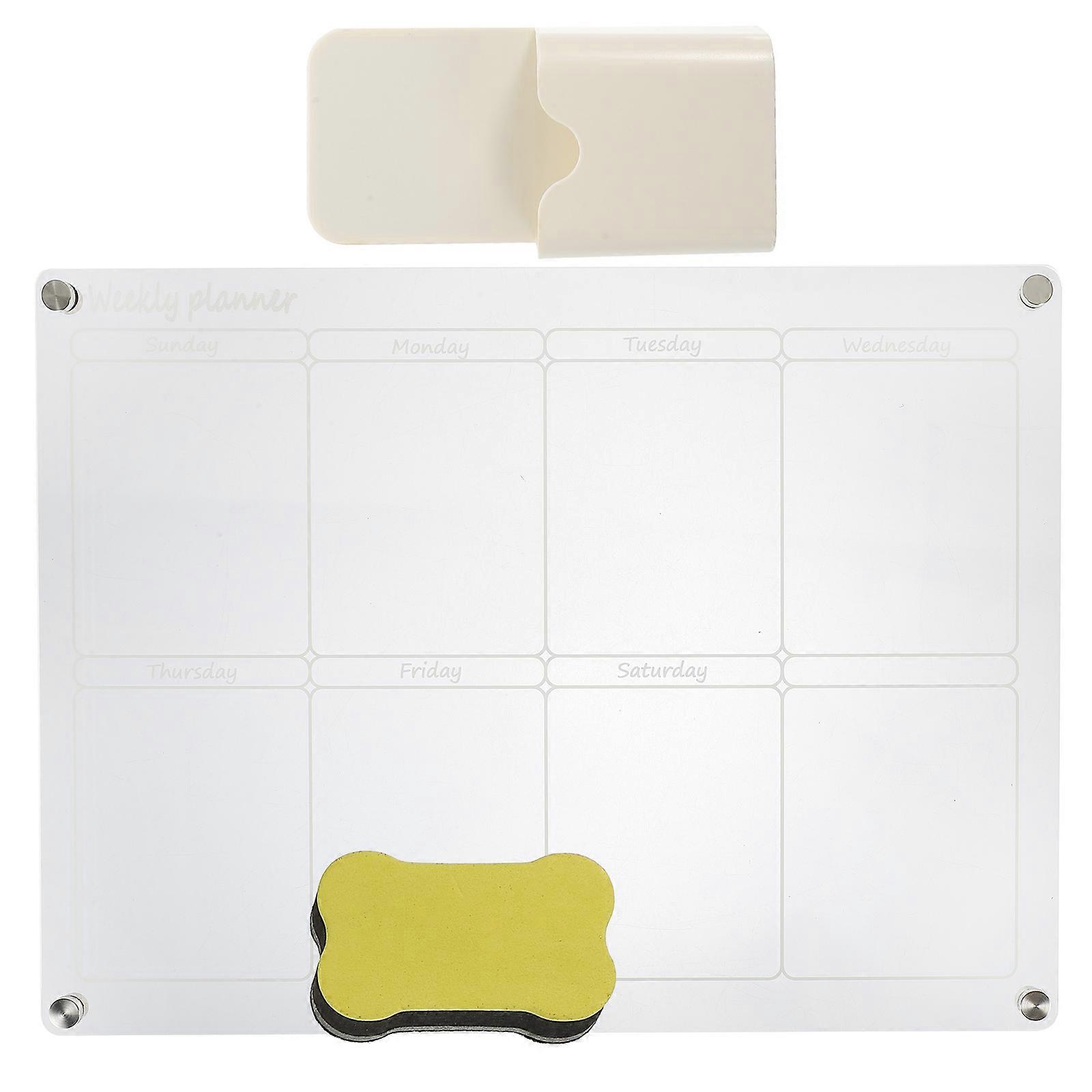 Clear Acrylic Dry Erase Board Magnetic Planner for Fridge Decor with Assorted Colors 7 Days Weekly Plan