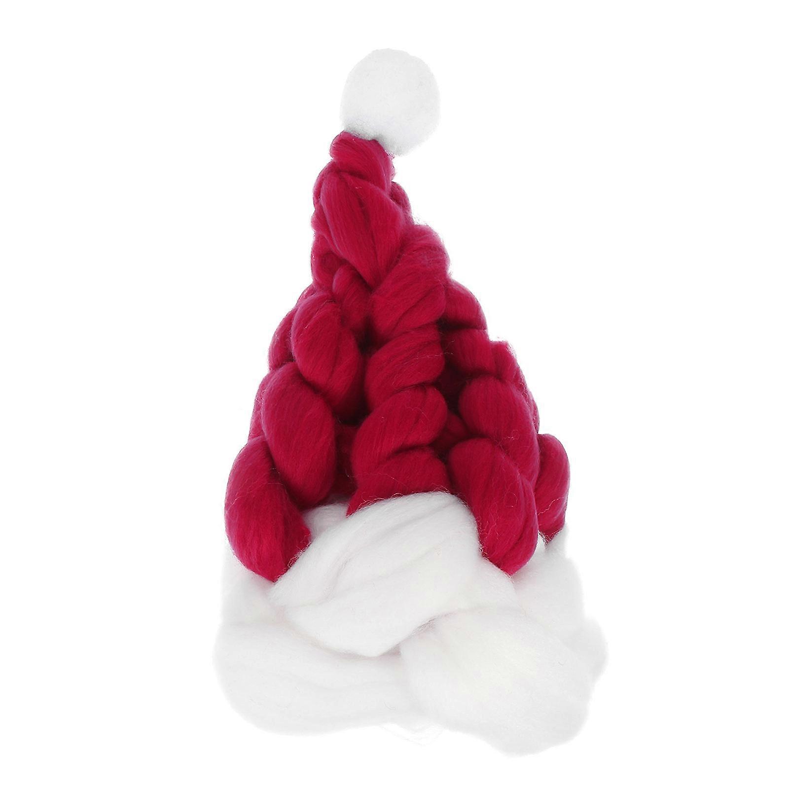 Christmas Tree Hat Topper Decoration Made of Woolen Yarn Red Color for Festive Atmosphere