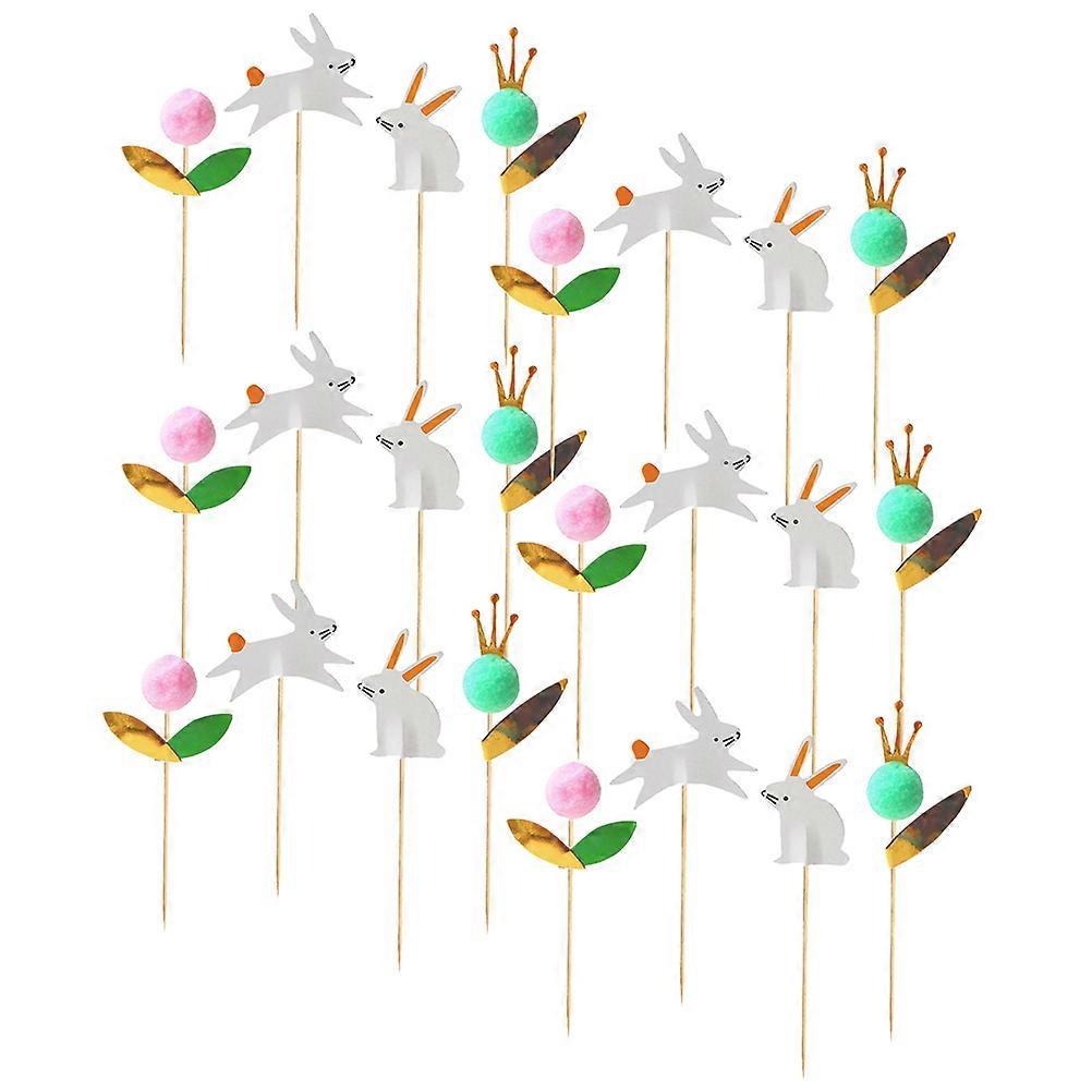 Rabbit Shape 24Pcs Cake Decoration Toppers In Assorted Color Perfect For Creating Beautiful Scenes At Easter Parties