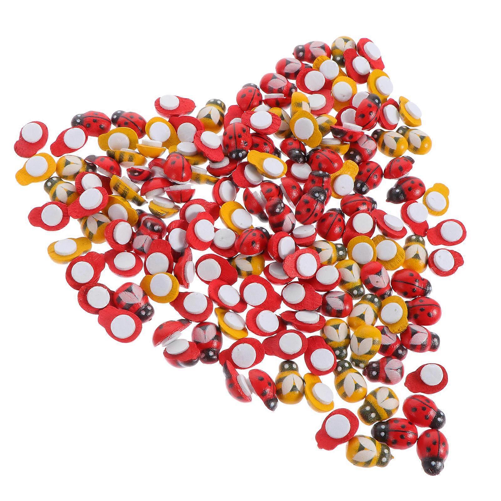 300 Pieces Adorable Self-adhesive Ladybug and Bee Accessories for DIY Crafts Decor Synhetic