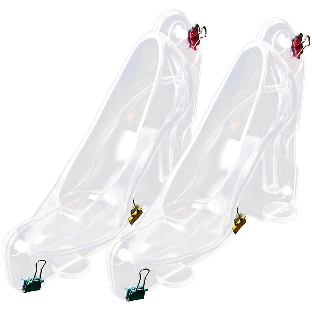 2pcs Transparent Plastic Chocolate Molds for DIY Baking HighHeeled Shoe and Bar Candy Making
