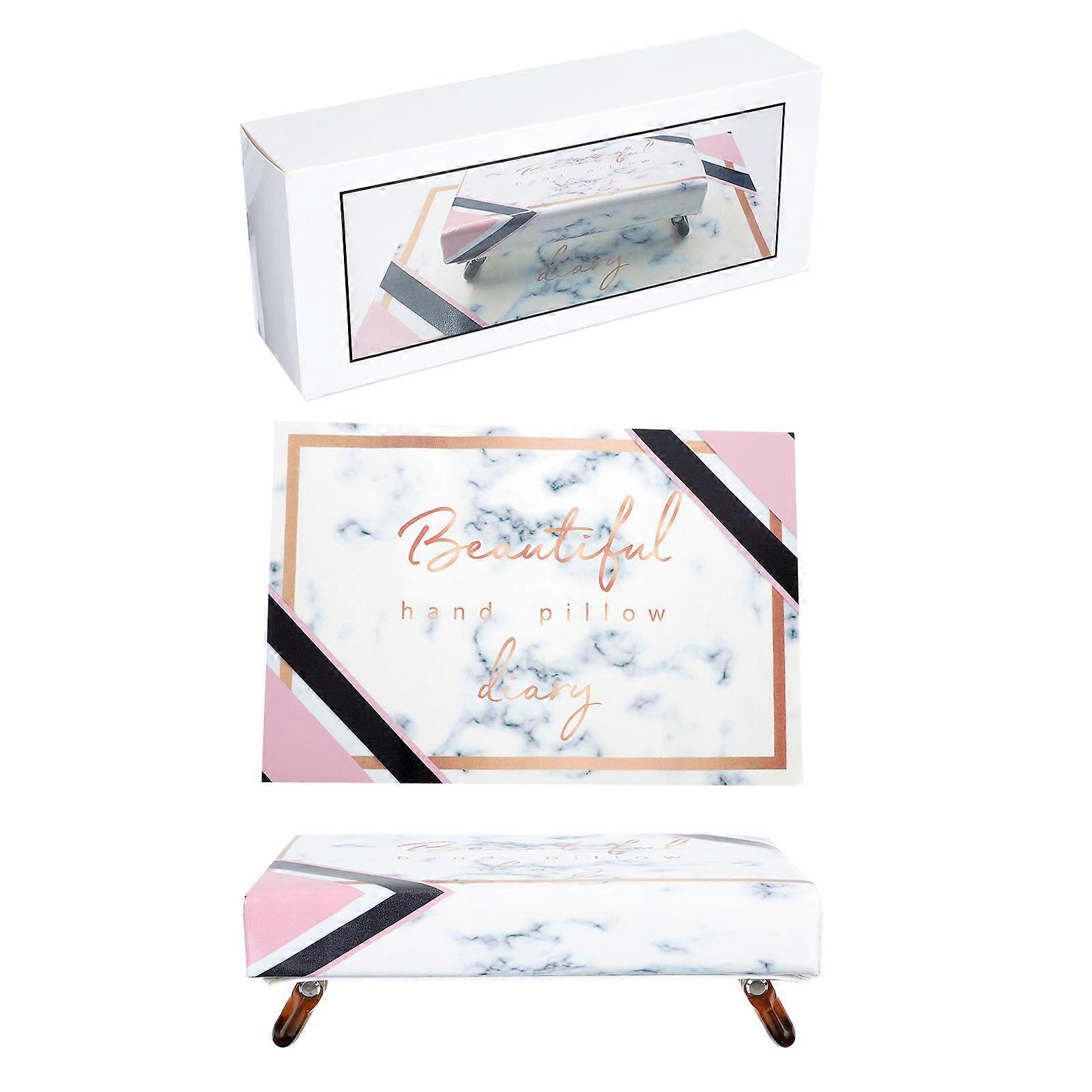 Nail Art Hand Pillow with Rest Mat for Comfortable Manicure 1 Set White PVC