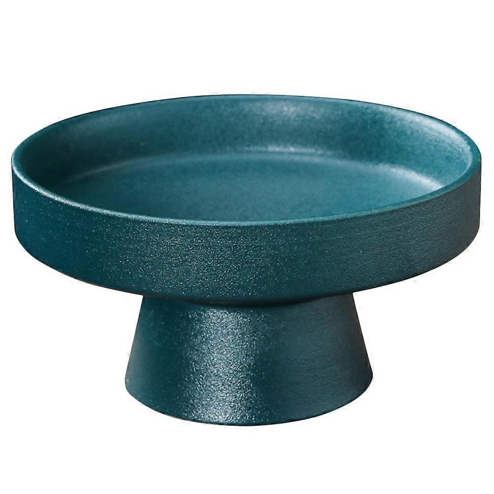 Elegant Dark Green Ceramic Cake Stand With High Base For Table Decoration And Fruit Storage During Home Gatherings 1Pcs