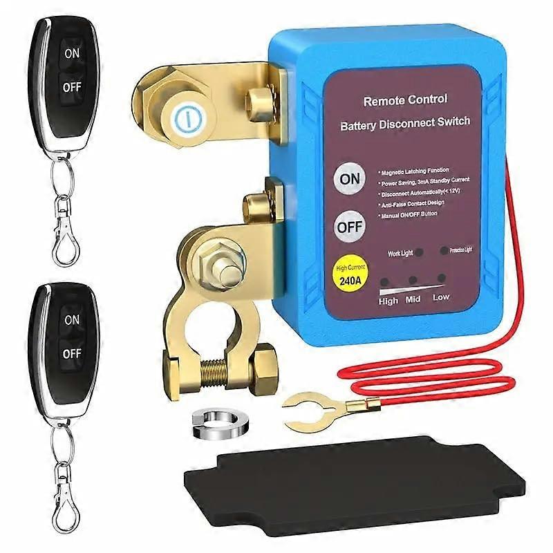 12V Wireless Remote Battery Isolator Switch For Cars With Remote Control Universal Fit