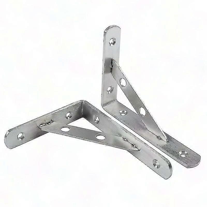 Stainless Steel Corner Shelf Brackets - Right Angle Wall Mount (2 Pack, Silver)